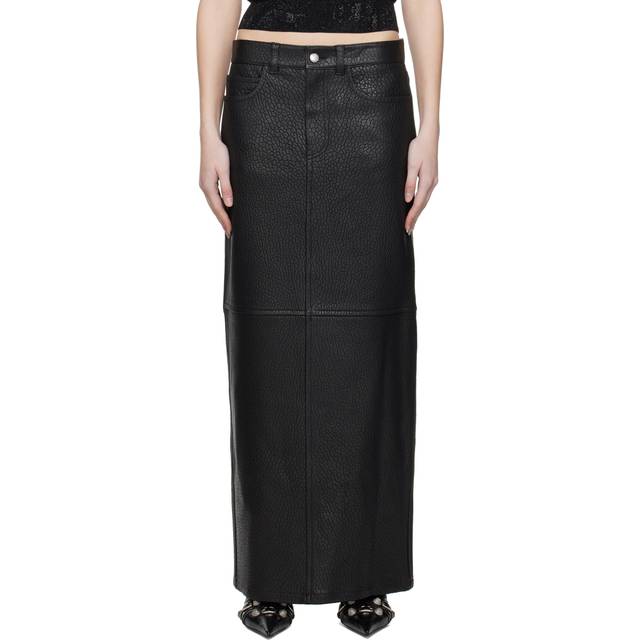 Alexander Wang Black 5-Pocket Nappa Lambskin Leather Maxi Skirt - BLACK - US 0