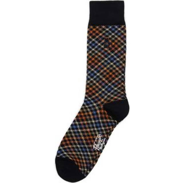 Original Penguin Men's Edlin Plaid Dress Sock in Dark Navy Blue, Cotton/Polyester/Nylon (One Size)