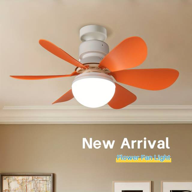 (Orange) Modern 30W Ceiling Fan with Light & Remote - Perfect for Small Spaces in Kitchen
