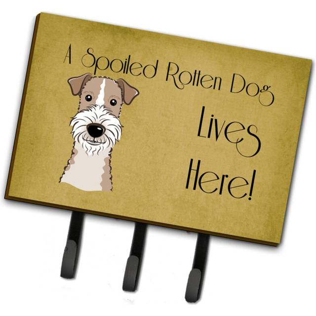 Caroline's Treasures BB1495TH68 Wire Haired Fox Terrier Spoiled Dog Lives Here Leash or Key Holder  Large  Multicolor