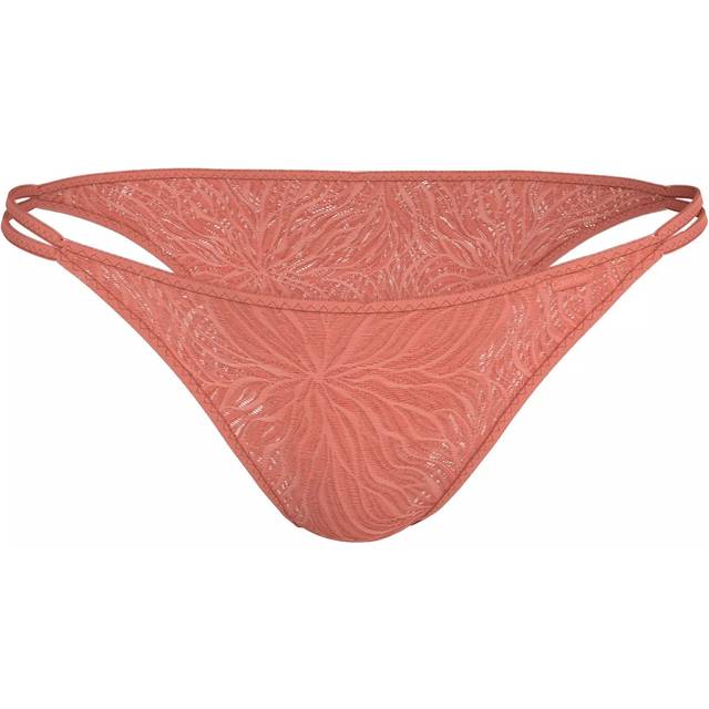 Calvin Klein Sheer Marquisette Lace High Leg Thong, Tawny Orange