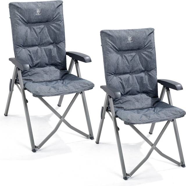 EVER ADVANCED Luxury Camping Chairs 2 Set for Adults Heavy Duty High Back Oversized Folding Garden Chair Comfy Padded 6cm Loadable 150kg Adjustable