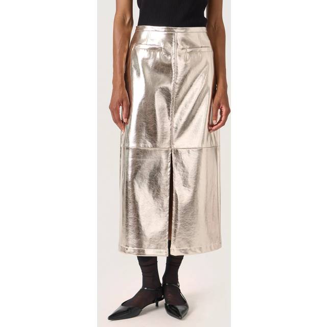 Soaked In Luxury Danila Metallic Midi Skirt, Gold