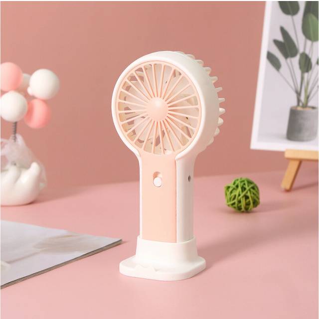(Pink) Mini Cartoon Portable Fan With Usb Charging Phone Stand Cute Style Low Noise