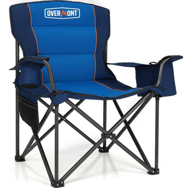 OVERMONT Oversized Camping Folding Chair for Adults with Side Pocket & Carry Bag-Heavy Duty Steel Frame Support 204kg with High Back & Cup Holder Comf