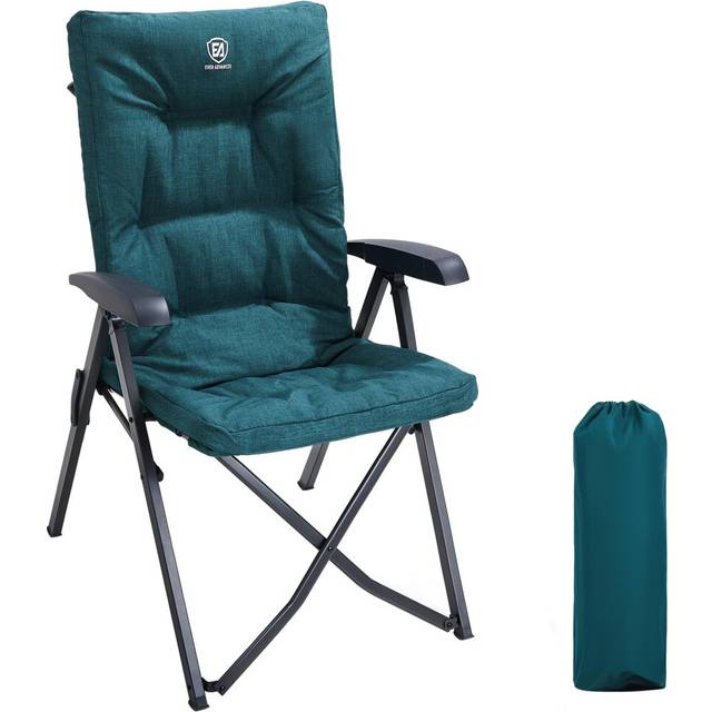 EVER ADVANCED Luxury Camping Chairs for Adults Heavy Duty High Back Oversized Folding Garden Chair Comfy Padded 6cm Loadable 150kg Camp Adjustable Din