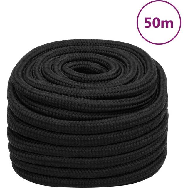 vidaXL Boat Rope Full Black 20 mm 50 m Polypropylene - black