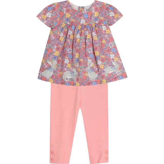 JoJo Maman Bebe Girls 2-piece Bunny Applique Blouse & Leggings Set - Pink, Pink, Size Age: 6-12 Months - age: 6-12 MONTHS