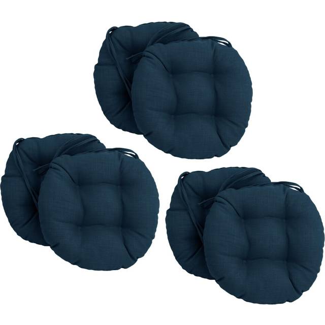 Blazing Needles 16-inch Solid Round Tufted Outdoor Chair Cushion, 16 x 16, Sea Blue 6 Count