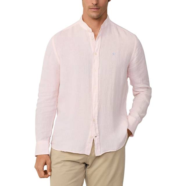 Hackett London Linen Tailored Fit Porter Grandad Collar Shirt