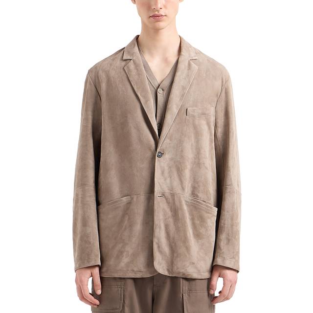 Suede goatskin single-breasted jacket