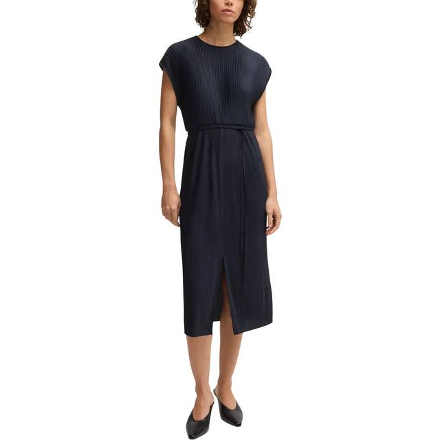 BOSS Emaura Ribbed Jersey Dress, Dark Blue