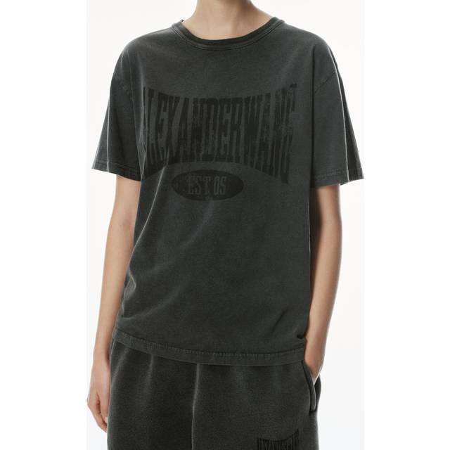 alexanderwang.t Black Distressed Logo T-shirt - FADED BLACK - XXS