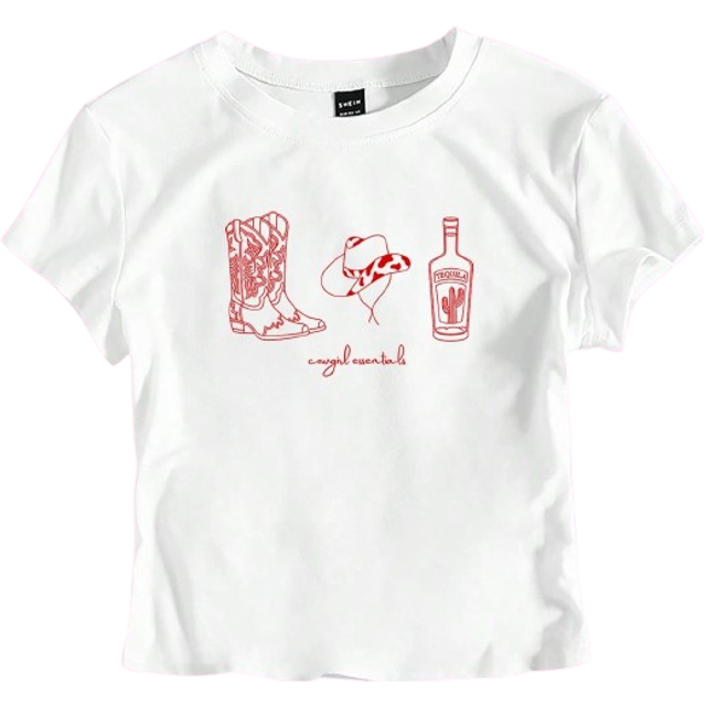 Flirla Women Cropped Cowgirl Tequila Y2K Style Short T-Shirt Graphic Tees Women Tops