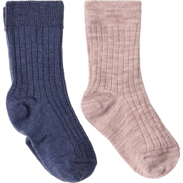 LINDEX Sock 2 P Wool Knit |Marinblå |13/15