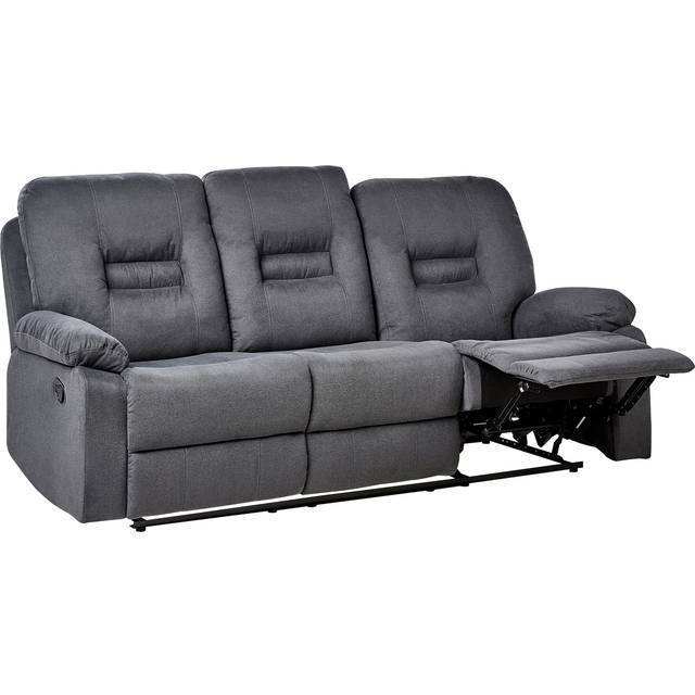 Modern Fabric Recliner Sofa Manual Reclining Padded 3 Seater Grey Bergen ii