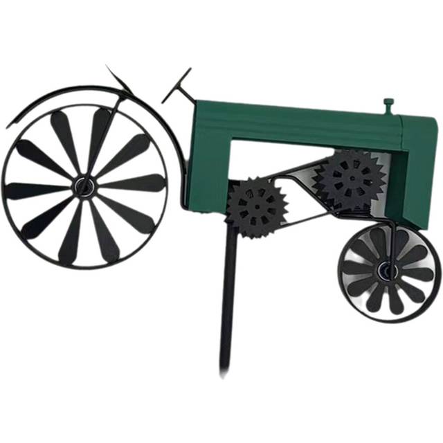 Garden Stake,Turning Wheels,Vintage ,Tractor Wind Spinner,Green