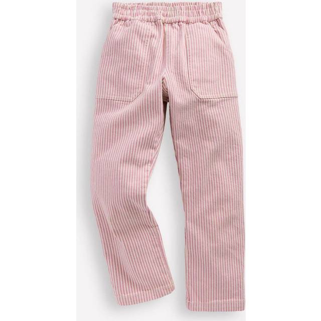 Mini Boden Kids' Stripe Pull-On Trousers, Pink Ticking