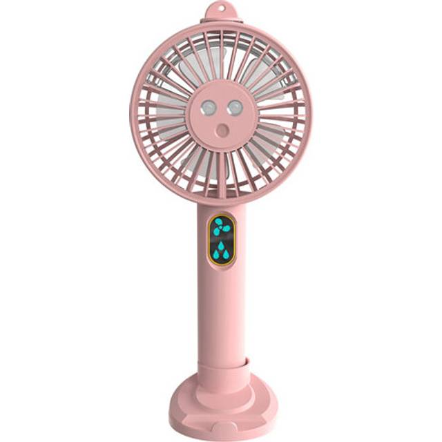 (Pink) Hand-held Misting Fan with Mobile Phone Holder