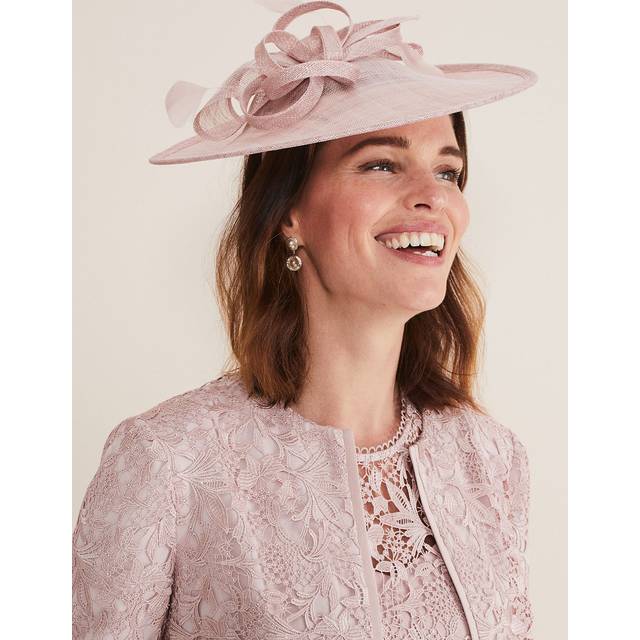 Phase Eight Twist Bow And Feather Disc Fascinator - ANTIQUE ROSE