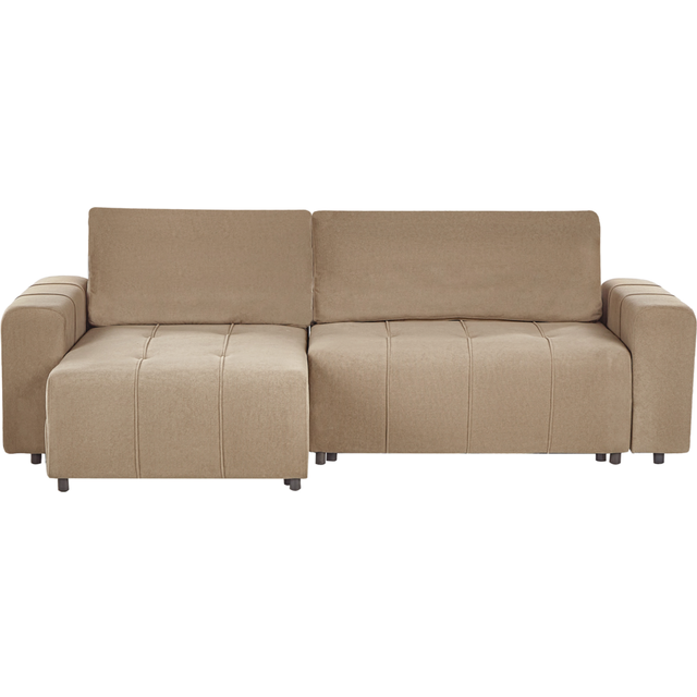 Beliani Right Hand 3 Seater Fabric Corner Sofa Bed With Storage Brown Innvik, Brown