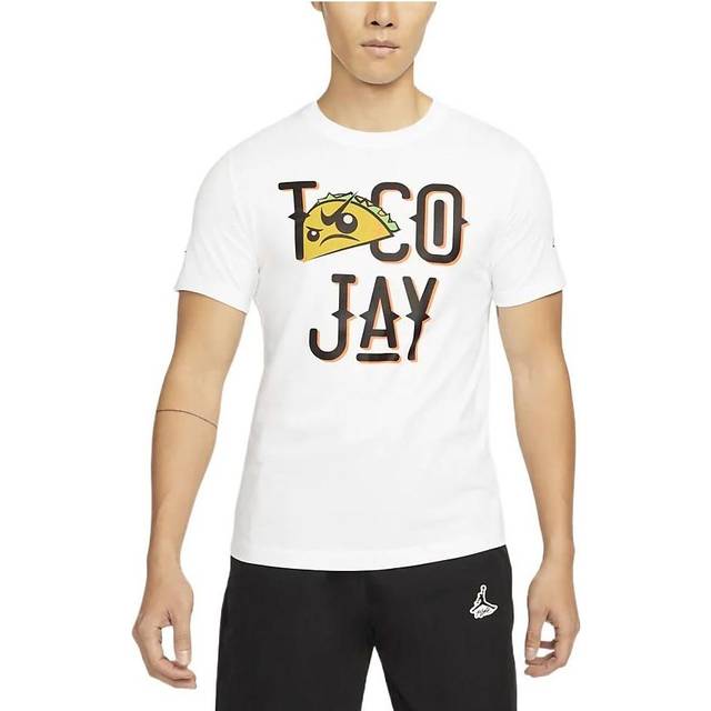 Men's Air Jordan Alphabet Cartoon Printing Round Neck Short Sleeve White T-Shirt DV5539-100 - Default Color - XL