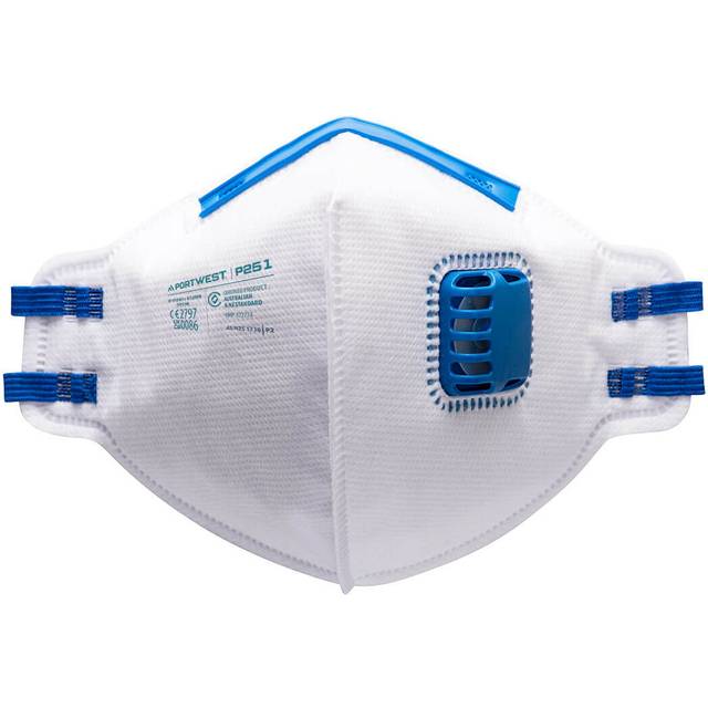 Portwest FFP2 Valved Fold Flat Respirator - White