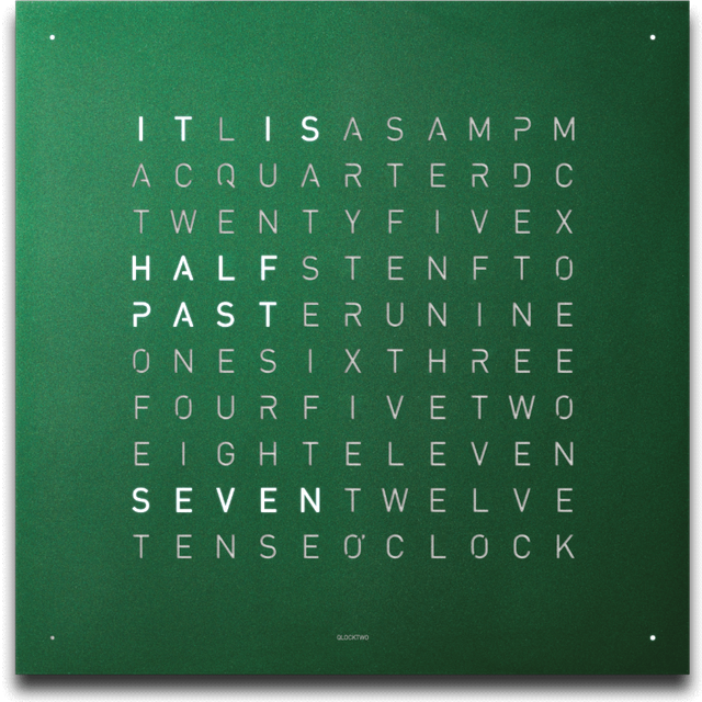 QLOCKTWO Earth 45 Green Velvet Wall Clock Watch