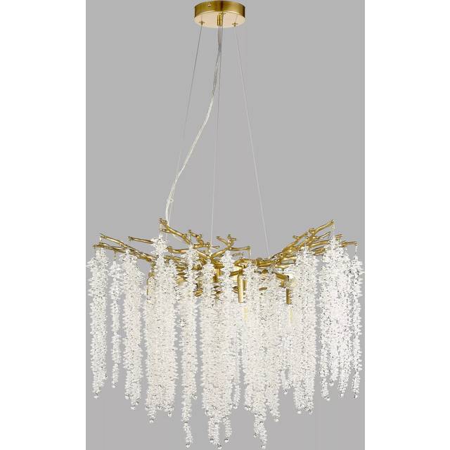 John Lewis Wisteria Crystal Glass Chandelier Ceiling Light, Antique Brass/Clear