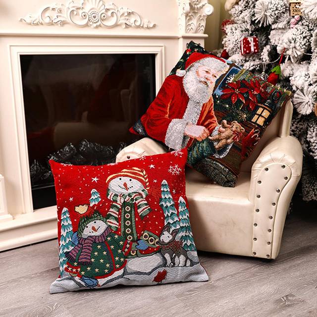 Pillow Case Santa Claus Print Old Man Sofa Bed Home Decor Pillowcase Bedroom Cushion Cover Merry A