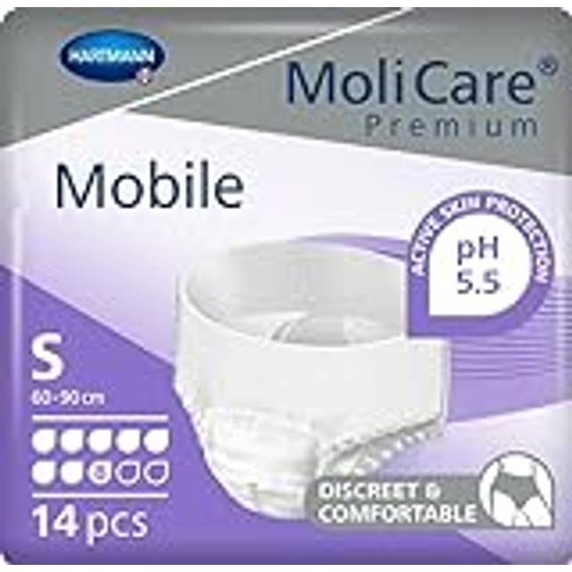 MoliCare Premium Mobile Engångsbyxor: Diskret användning vid inkontinens för kvinnor och män; 8 droppar, storlek S (60–90 cm höftomkrets), 14 stycken