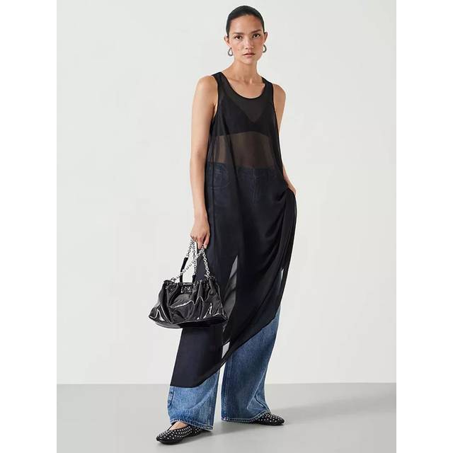 HUSH Lizzie Sheer Maxi Dress, Black