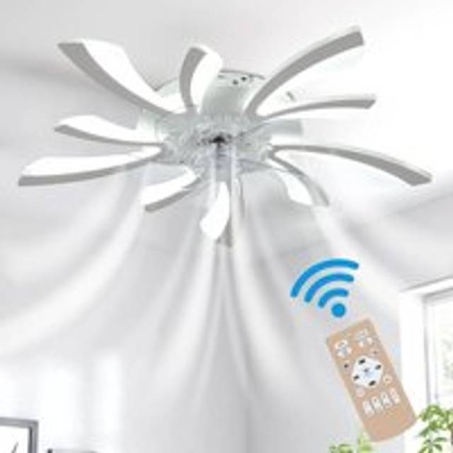 Livingandhome - White Creative Ceiling Fan with led Stepless Dimming Light