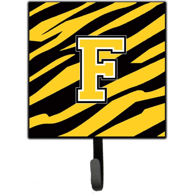 """""Caroline's Treasures CJ1026-FSH4 Letter F Initial Monogram-Tiger Stripe-Black Gold Leash Holder or Key Hook  Small  Multicolor"""""
