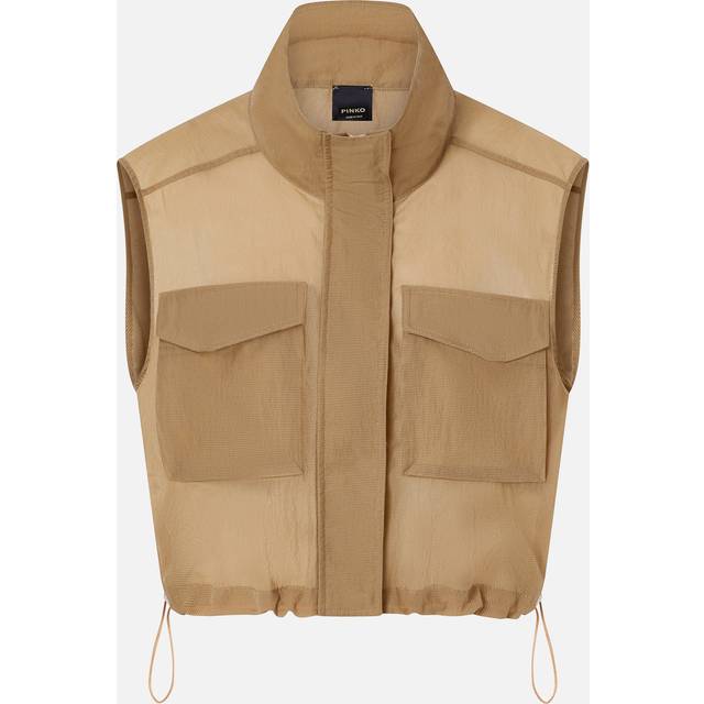 Pinko, Veste sans manches légère façon gilet, Marron clair, XL