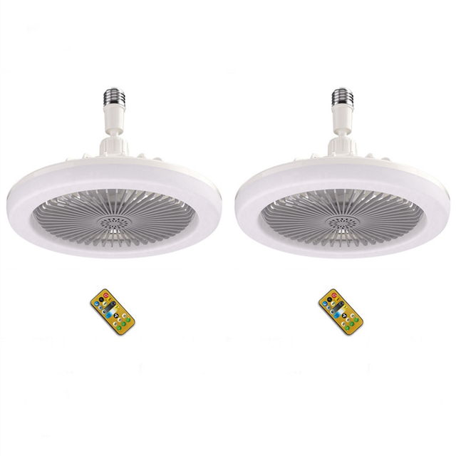 2X Ceiling Fan with Remote Control and Light 30W LED Lamp Smart Silent E27 Converter Base Grey