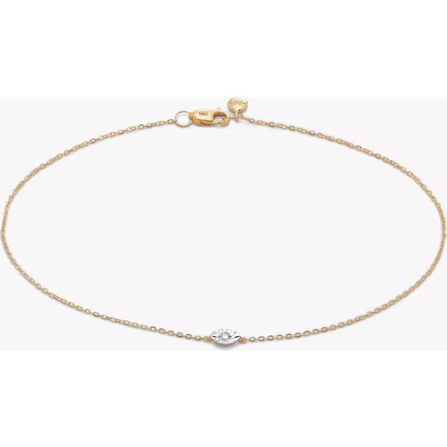 Monica Vinader Womens Yellow Gold Marquis Solitaire 14ct Yellow-gold and 0.015ct Lab-grown Brilliant-cut Diamond Bracelet S - YELLOW GOLD