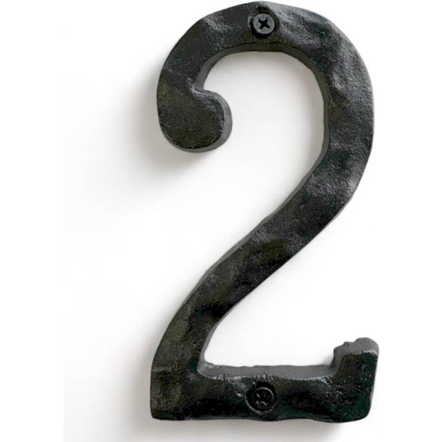 NACH House Numbers for Outside  5.5 inch Black Address Numbers for House - Number 2 - Rustic Numbers for Outside with Mounting Hardware