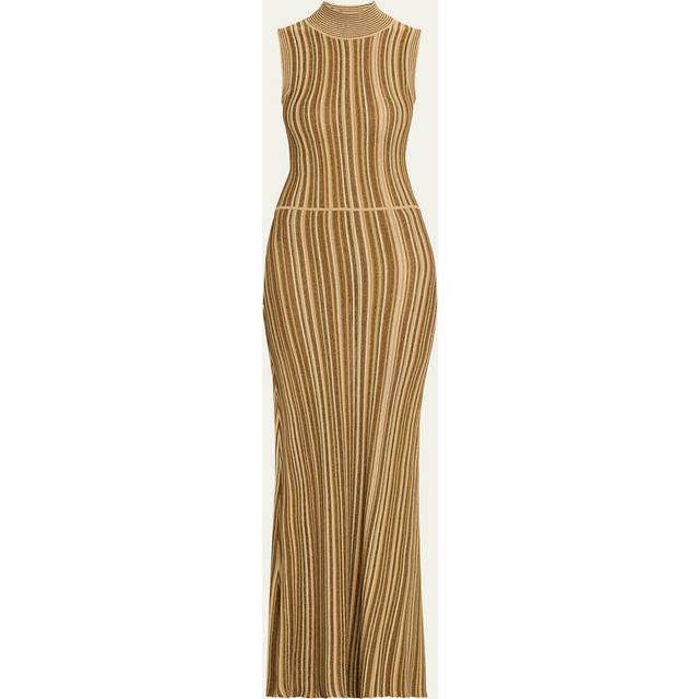 Anna Stripe Sleeveless Maxi Dress - GOLD BRONZE - Medium
