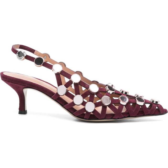 The Attico - 50mm Grid slingback pumps - women - Suede - 37 - Purple