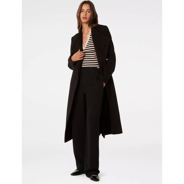 Forever New Ari Funnel Neck Coat, Black