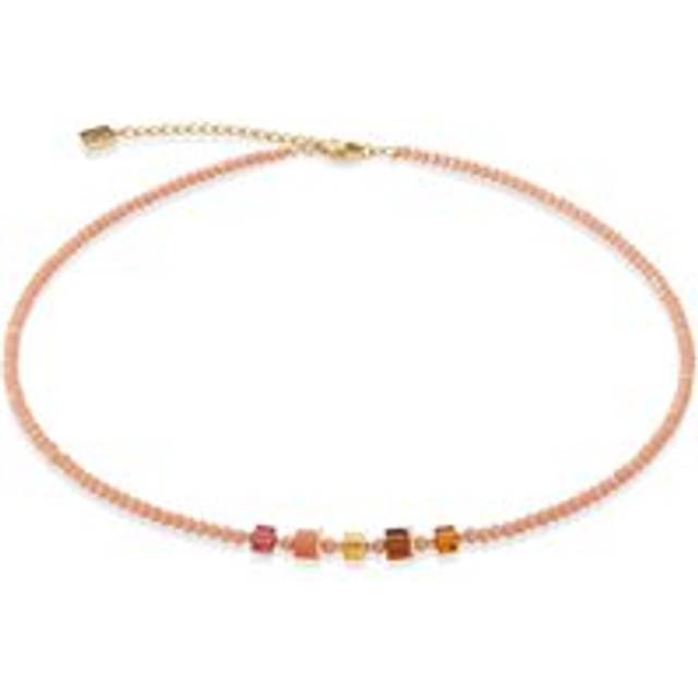 Coeur De Lion Elegance Crystals Necklace Gold Plated Orange For Women - gold/orange