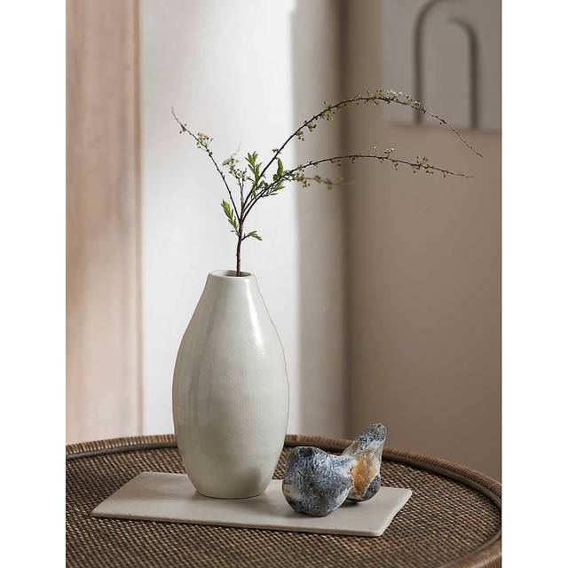 The White Company Tural Marley Small Glazed Earthenware Vase 25cm 1 Size - NATURAL