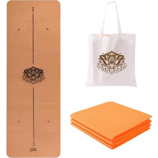 EKE Cork Folding Yoga Mat, 5mm Thickness, Standard Size, Foldable, Lightweight and Portable, travel, Suitable for Yoga, Pilates, Fitness, Sports,