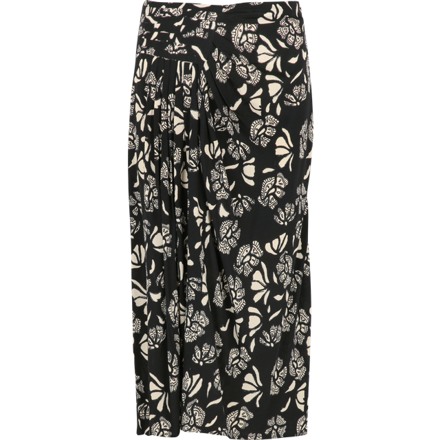 Annie Printed Flared Skirt - BLACK - Add a touch of Parisian flair to your weekly edit with ba&sh, a brand built on the foundation of Barbara Boccara and Sharon Krief’s childhood friendship and passion for fashion. With a focus on providing staples for your everyday wardrobe that can transcend seasons, the label offers everything from basics to outerwear and occasionwear, all finished with intricate details and brimming with a lively, joyful elegance.