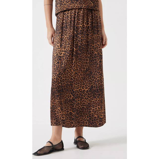 HUSH Leopard Print Midi Skirt, Brown/Multi