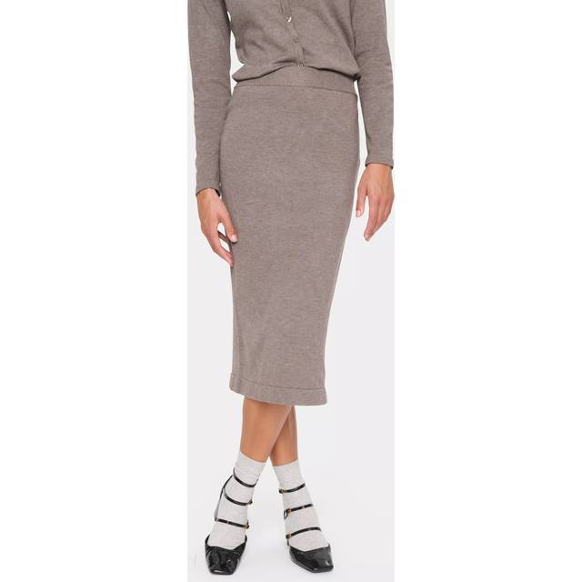 Saint Tropez Milasz Knitted Midi Length Pencil Skirt In Brown