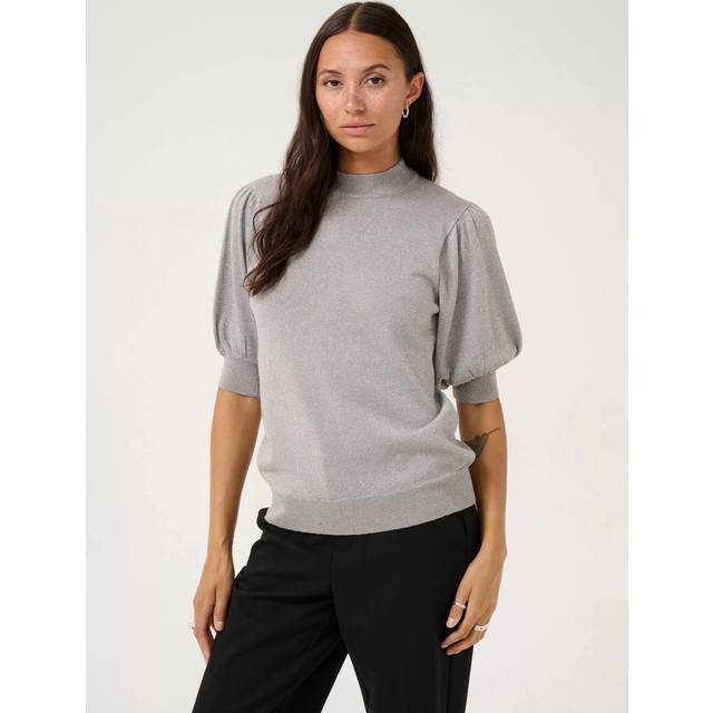Regina Metallic Turtleneck Sweater - Grey Silver Metallic - Danish brand KAFFE has been offering timeless collections adorned with feminine details since 1993. The label offers a range of versatile, minimalistic styles that look and feel great, making your daily edit stylish and effortless.