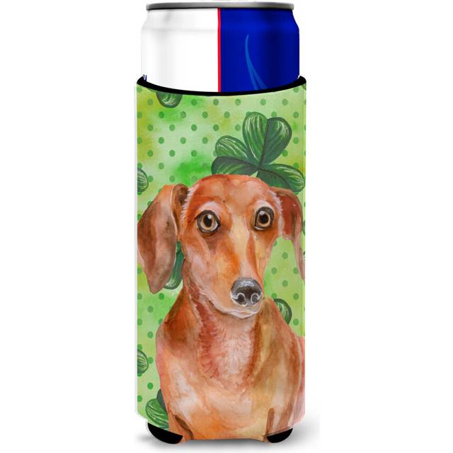 Caroline's Treasures Red Tan Dachshund St. Patrick's Decorative Can Hugger  Slim  Multicolor