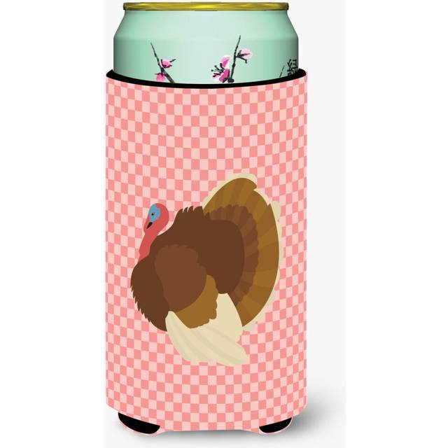 Caroline's Treasures French Turkey Dindon Pink Check Decorative Can Hugger  Tall Boy  Multicolor